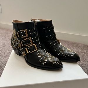 Chloe Susanna Pointed Toe Studded Booties Size 8.5